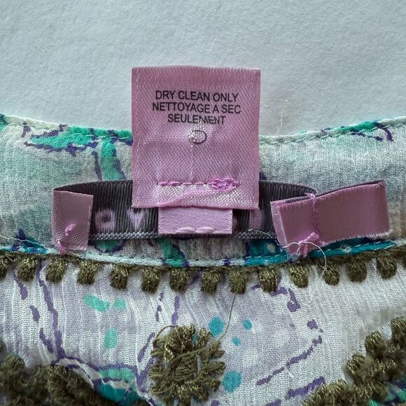 Calypso St Barth 100% Silk Semi Sheer Floral Embroidered Popover Blouse Small - Picture 9 of 13